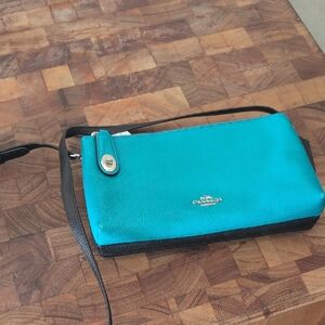 Coach Turquoise and Black Crossbody Bag